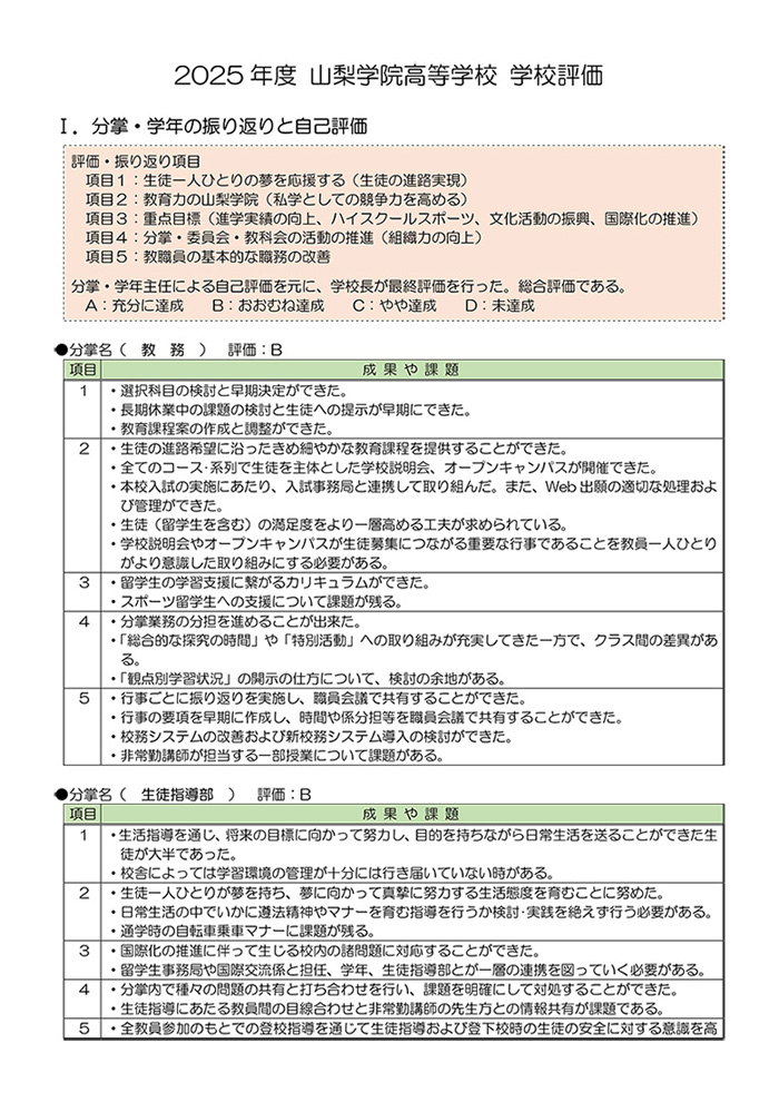 2025年度 学校評価